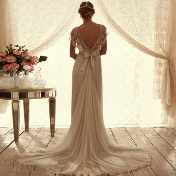 župan de mariage nové šifón crystal klobúk rukáv Riadok slonoviny boho pláži svadobné šaty, luxusné svadobné šaty trouwjurken hochzeit
