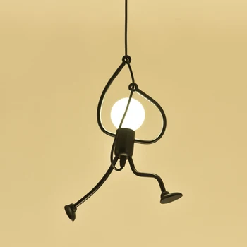 Malý muž lezenie prívesok svetlo moderné závesné svietidlo tvorivé železa ľudí svetlá kovové kábel pandant lampy pre dieťa deti izba