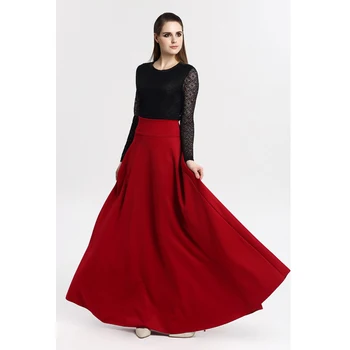 Pevné Bežné Sukne Plus Veľkosť 5XL Jeseň Oblečenie Elegantné Čierne Červené Dlhé Sukne Večierok Clud Ženskej Módy Office Dámy