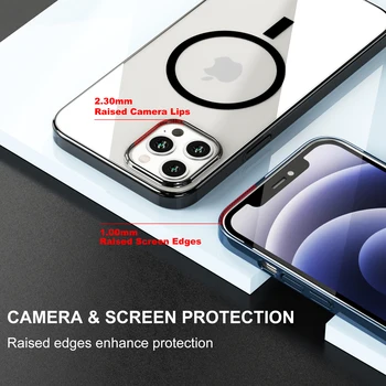 MagSafe puzdro Pre iPhone 12 Mini Pro Max, Bezdrôtové Nabíjanie Magnet Prípade, zmes opticky jasné polykarbonátu a flexibilné mate