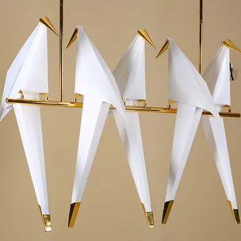 Kreatívne Zlato LED Vták Dizajn Lustre Origami Kovové Papierový Žeriav lesk avize moderný salón Luster Osvetlenie Kvapka loď