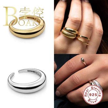 BOAKO Osobnosti Otvorenie Krúžku 925 Sterling Silver Anillos Zlaté Prstene Pre Ženy, Luxusné Jemné Šperky Prstene Bague Bijoux Na Darčeky