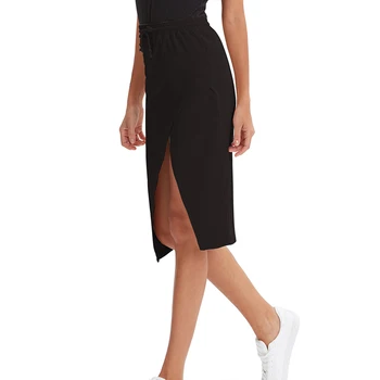 Eco-priateľský bavlna spandex sukne štrbinou ceruzku sukne otvorom koleno ženy sukne všetky ročné obdobia plus veľkosť M30176