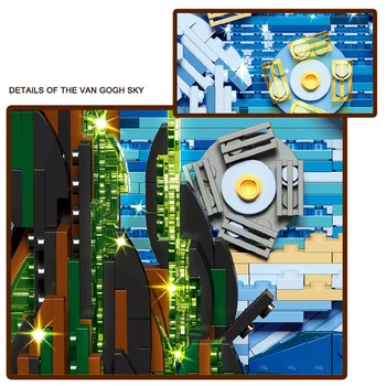 Nová MOC, Hviezdna Noc Van Gogh Art Maľovanie Stavebné Bloky pre Domáce Dekorácie Zber Tehly Nastaviť Zostaviť Hračky pre Deti Darček
