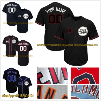 Vlastné tvaru Replika Prúžok Baseball Čierny Dres s Vyšívaným Názov Tímu a Čísla Dospelých, Deti Dizajn Tím Logo Akúkoľvek Farbu