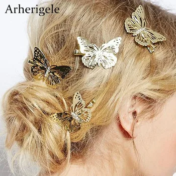 Arherigele 6pcs Zlaté Motýle sponky do Vlasov Headdress pre Ženy Vlasové Doplnky Kovové sponky do vlasov Barrettes pre Dievčatá pokrývku hlavy