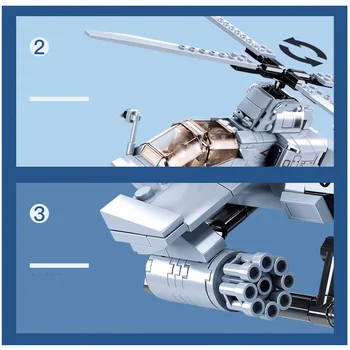 Vojenské Série Svetovej Vojny U.S. Air Force Obrnených Síl AH-1Z Pilotka lietadla DIY Model Stavebné kamene, Tehly, Hračky, Darčeky
