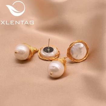 XlentAg Prírodné Baroqu Pearl Pre Ženy Originálne Handmade Dizajn Boho Visieť Náušnice Luxusne Jemné Šperky Boucle D'oreille GE0636