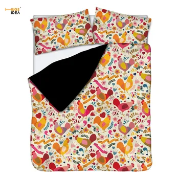 HUGSIDEA Kuracie Kvetinový Dizajn posteľná bielizeň Set Creative Vianočný Darček Perinu+Vankúše pre Dospelých Pohodlné Obliečky 3ks
