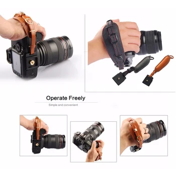PU Kožené Fotoaparát Strane Kapela Zápästie Opasok s Kovovou Rýchle Uvoľnenie Doska pre Sony Nikon Canon Fujifilm Pentax DSLR Fotoaparáty