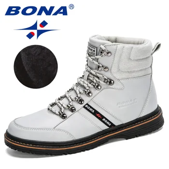 BONA 2020 Nový Príchod v Teple Čižmy Mužov Čipky Bežné Vysoký Vrchol Topánky Muž Plyšové Zimná Obuv Masculino Anti-Slip Členok Boot