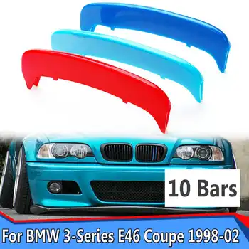 3ks/set 3D Nálepky ABS M Farba Mriežky Gril Kryt Klip Výbava Pre BMW 3-Series E46 Pre Kupé 2 Dvere 1998 1999 2000 2001 2002